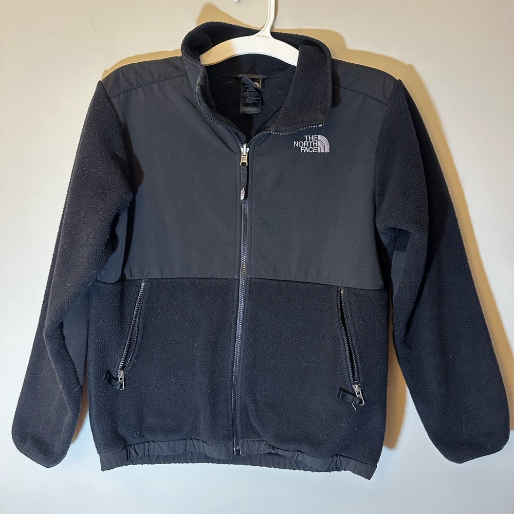 North face boys large black jacket zip up 14/16